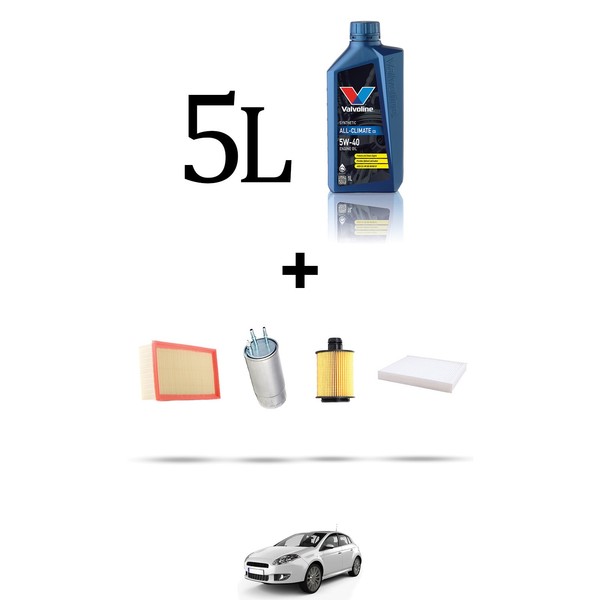 Hoffcar Wartungsset 4 Filter Und 5L ÖL FüR Fiat Bravo II 2.0 MJT 121KW Ab 200-image