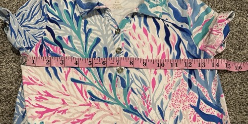 Lilly Pulitzer Girls Sadie Kaleidoscope Coral Polo Shirt Shift Dress 8-10 L - Picture 3 of 5