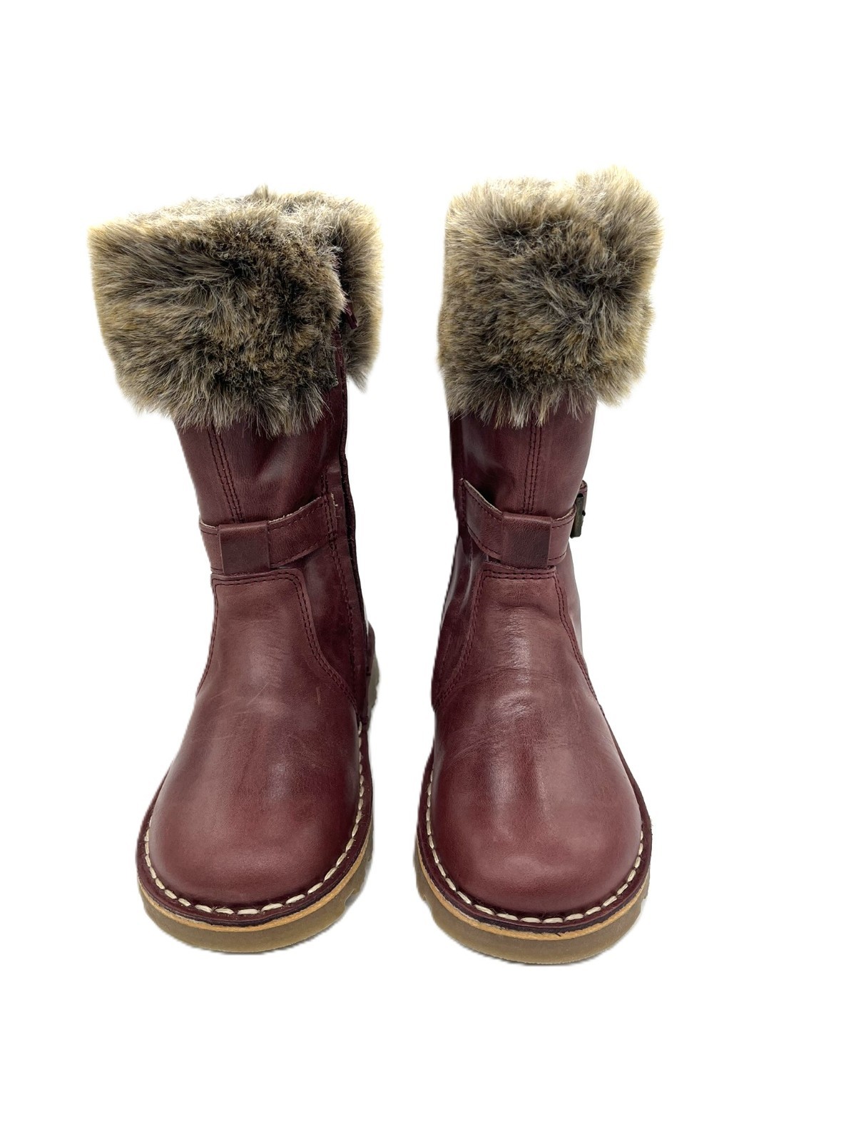 Botas para niña Petasil Zara en cuero Bordo con forro cálido y piel sintética