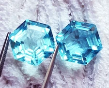 10 to 12 Ct Aquamarine Loose Gemstone Hexagon Shape Pair Certified