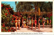 Beautiful Flowers And Beautiful Girls Weeki Wachee Florida Postcard