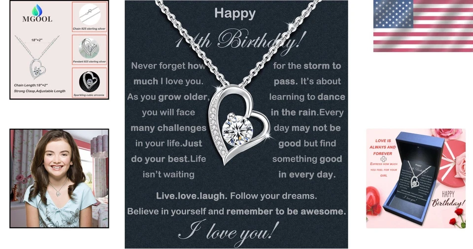 Collar Princesa 11º Cumpleaños - Juego de Regalo Plata de Ley Foto 2 de 4