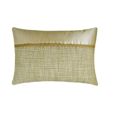 Ivory Beige Jute Satin Lumbar Pillow Cover Jute Lace Satin - Jute Ivory Satini