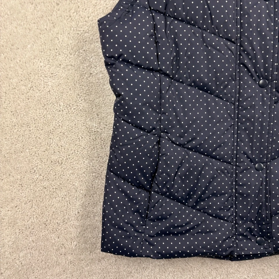 Chaleco acolchado Gap Puffer para mujer talla mediana azul a lunares cremallera completa bolsillos Foto 2 de 4