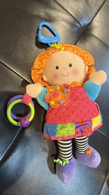EUC Lamaze Doll Baby Toddler Sensory Toy w/Car Seat Clip Colors Crinkle Rattle