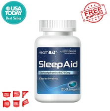 HealthA2Z Diphenhydramine HCL 50mg Sleeping Aids - 250 Softgels (FPA028)