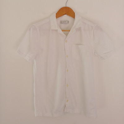 Abercrombie Kids Jungen 11-12 Jahre Leinenmischung weiß kurzärmeliges schickes Hemd