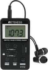 Radio portatil AM FM recargable LCD auriculares bolsillo caminar correr negro