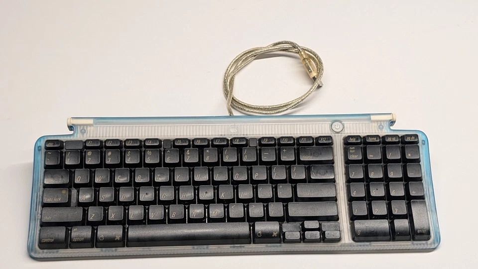 Apple USB Keyboard M2452 Blueberry Clear Vintage Mac G3 G4 Works Great - Image 4 of 4