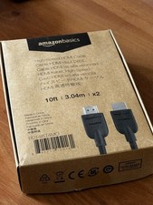 AmazonBasics High-Speed HDMI Cable with Ethernet - 10ft (3.04m) - Black