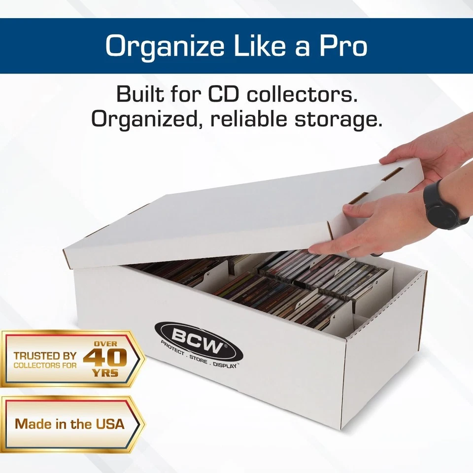 BCW CD Storage Box (Pack of 10 Boxes) Holds 100 Jewel Cases, Heavy Duty Storage - Image 4 of 4
