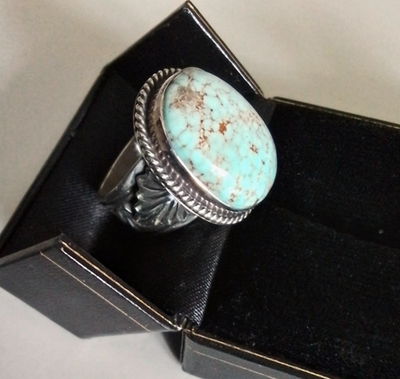 アクセサリー Navajo Sunshine Reeves Silver Ring SUNSHINE REEVES Dry Creek Turquoise Sterling Silver Ring Size 11.5