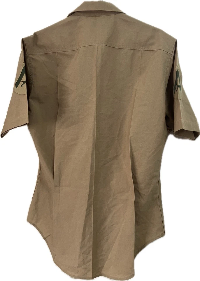 DSCP Marines Men Wool Blend Shirt Ribbons Khaki Size Large 16 Short Sleeve Patch - Image 2 of 4
