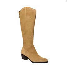 Dolce Vita Women’s Beige Suede Knee High Western Boots Wide Calf Zip 9.5