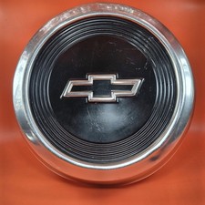 Chevy Vintage Oem Bowtie Dog Dish Hub Cap Emblem Black Chrome Metal Chevrolet