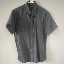 Express Men's Gray Cotton Short Sleeve Button-Down Shirt Size L