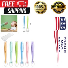6 Multicolor Silicone Feeding Spoons - Gentle Gum-Friendly Design for Infants