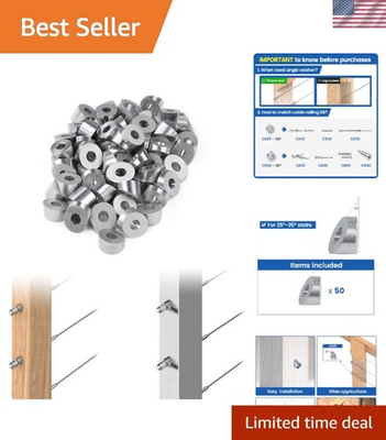 #ad 50 Piece Stainless Steel Angle Washer Set for DIY Cable Railing Projects CR25 $86.99