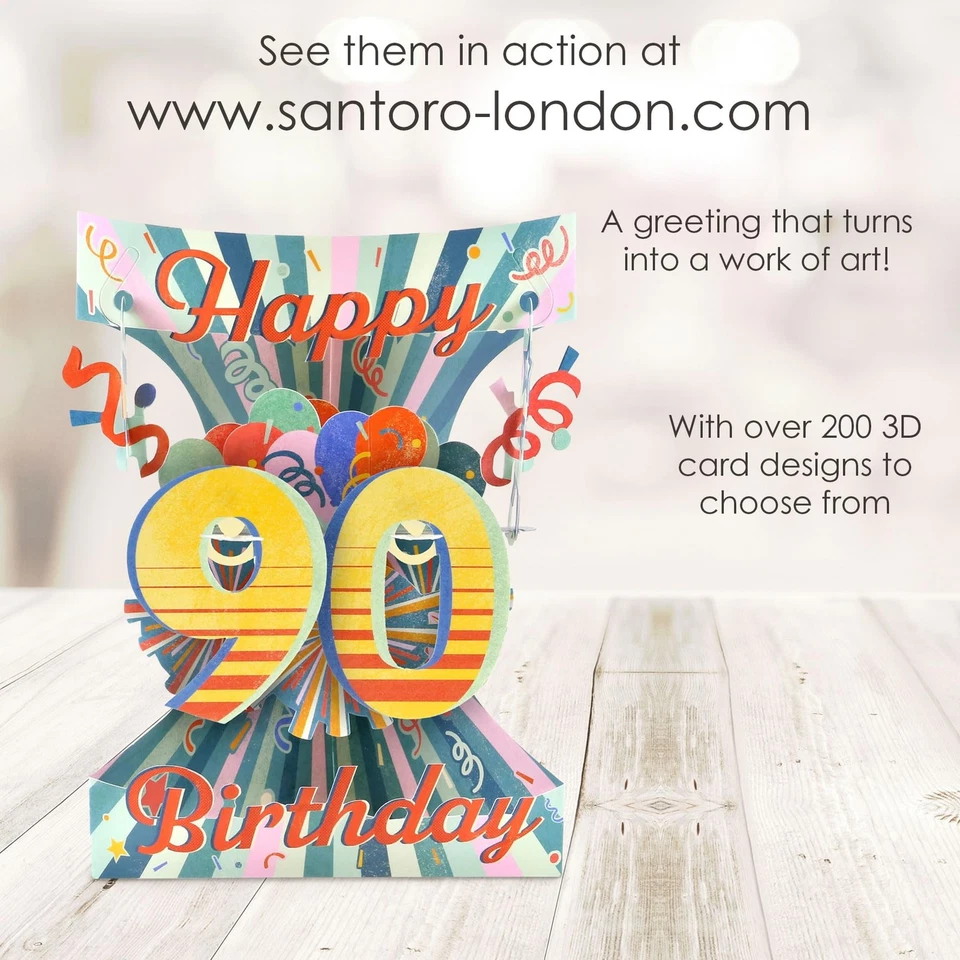 Swing-Karte 3D-Pop-Up-Grußkarte – 90 – Happy Ninety Birthday | für sie für ih... - Image 4 of 4