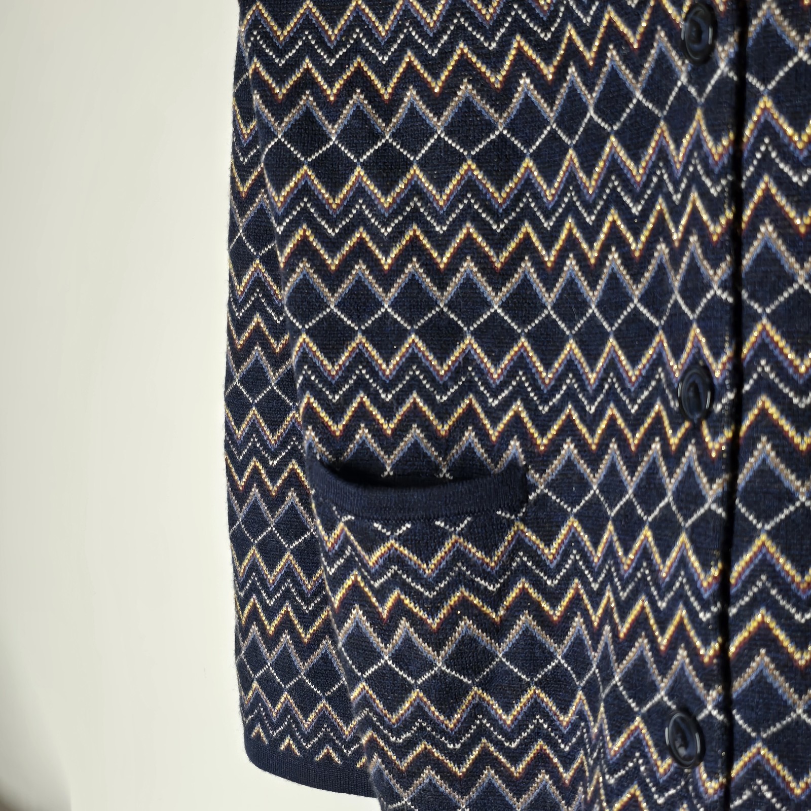 Pendleton Chevron Metallic Wool Blend Cardigan Bu… - image 4