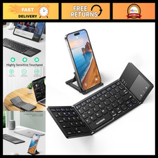 Foldable Bluetooth Keyboard with Touchpad - Ultra Slim Compact Design, Black