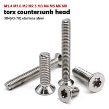 M1.4-M8 Length 3-100mm 304 stainless steel Torx Flat Countersunk Head Screw Bolt