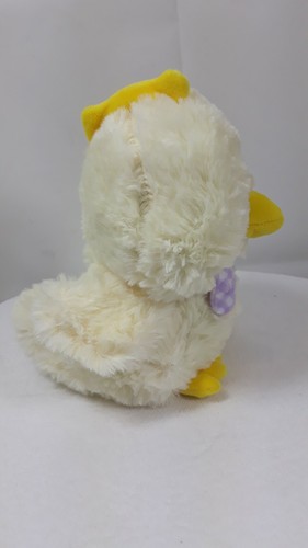 Way To Celebrate Furry Yellow Duck Purp & White Bow Soft Stuffed Plush Animal 9" - Picture 10 of 12