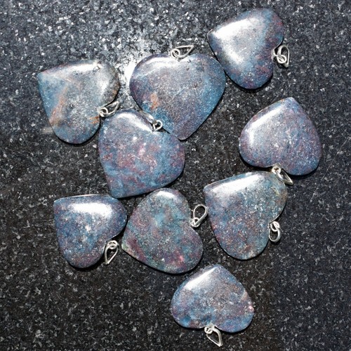 CHARGED Himalayan Blue KyaniteRuby Heart Pendant + Heart Charger - Picture 8 of 11