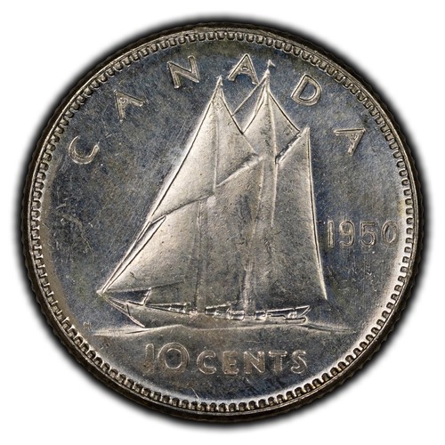 Canada 1950 10 Cents Silver Coin - Uncirculated - Picture 2 of 2
