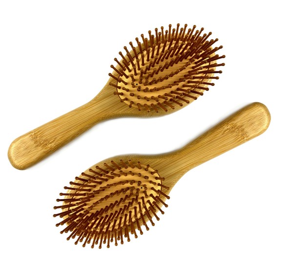 Natur-HaarbüRste Aus Bambus Holz Mit Naturborsten Haar Pflege Bio Geschenk 20Cm-image