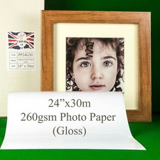 24" x 30m 260gsm Inkjet GLOSS Photo Paper Roll High Quality Instant Dry