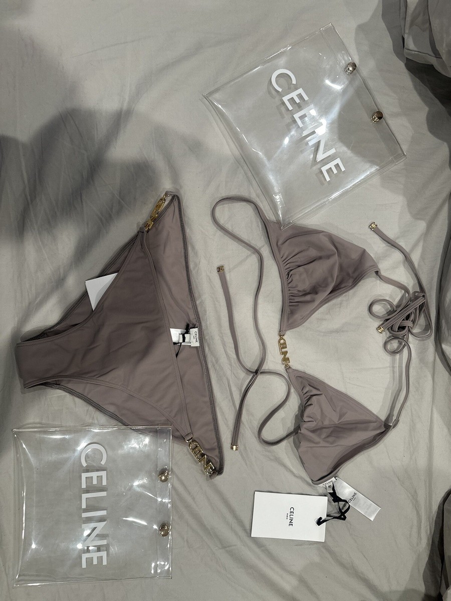 BNWT Celine Triomphe Two Piece Bikini Swim in Matte Jersey