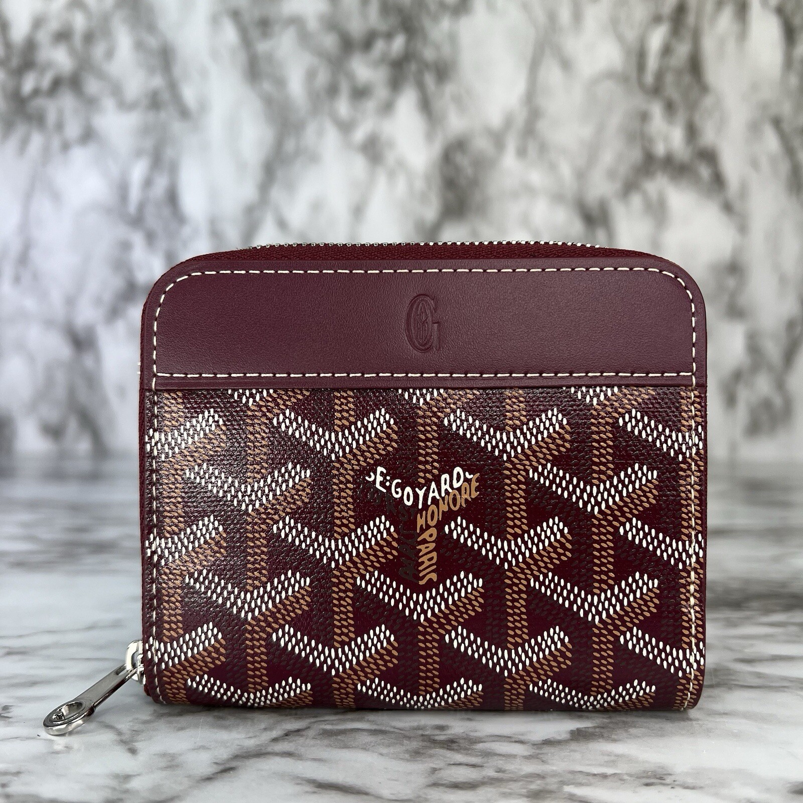 Goyard Matigon Wallet Card Holder Burgundy Leather Authentic