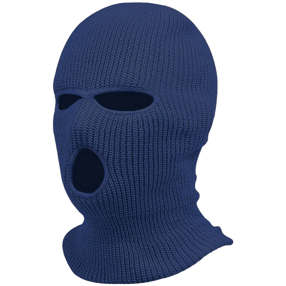 Máscara de esquí de invierno 3 agujeros tejida calavera pasamontañas gorro sombrero hombres deportes al aire libre gorra Foto 2 de 4