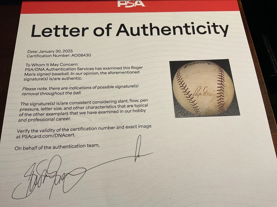 Бейсбольный мяч с автографом Роджера Мариса из PSA DNA - Изображение 3 из 3