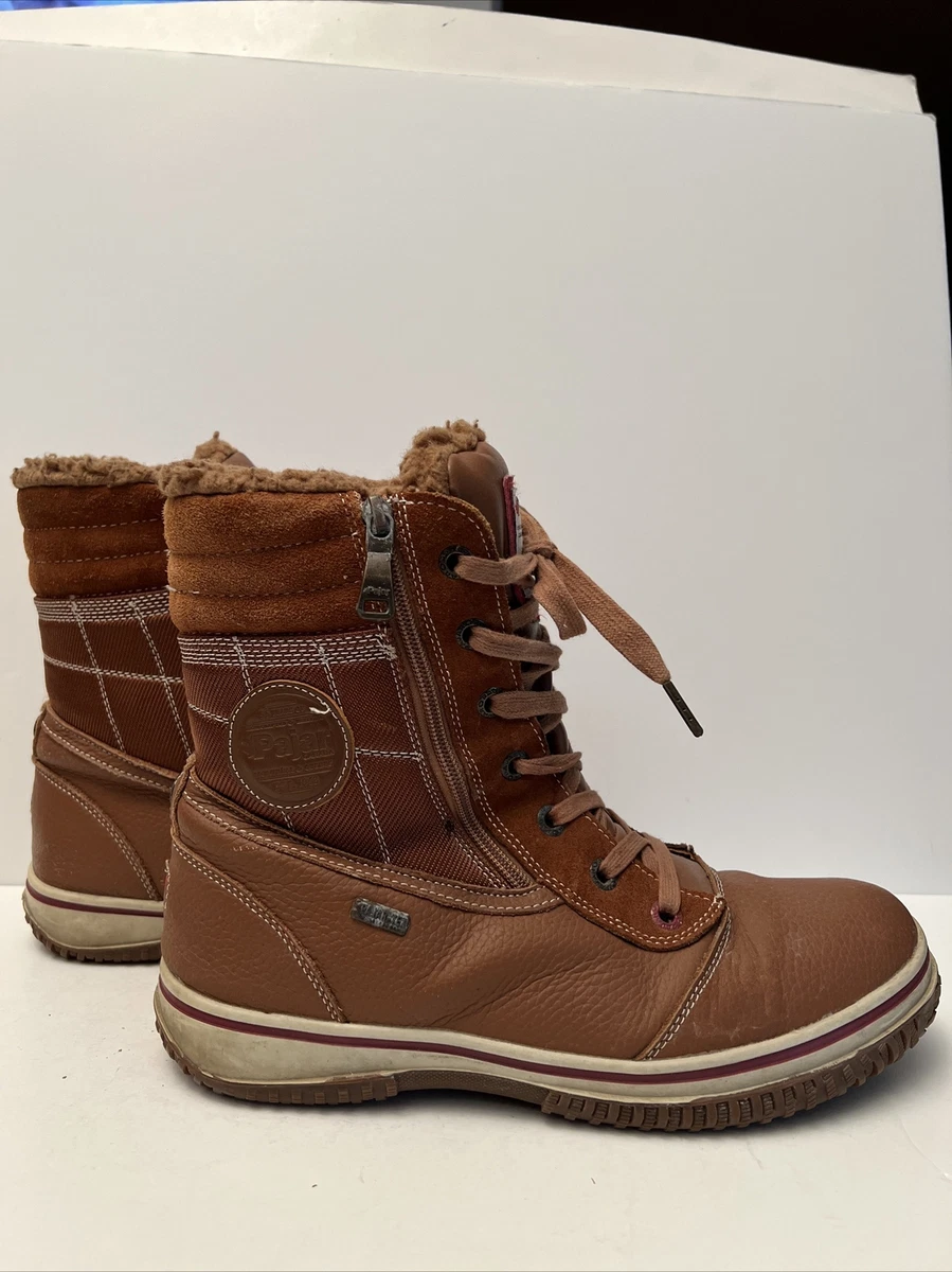 Pajar Canada Mens Brown Leather Insulated Zipped Winter Boots Size