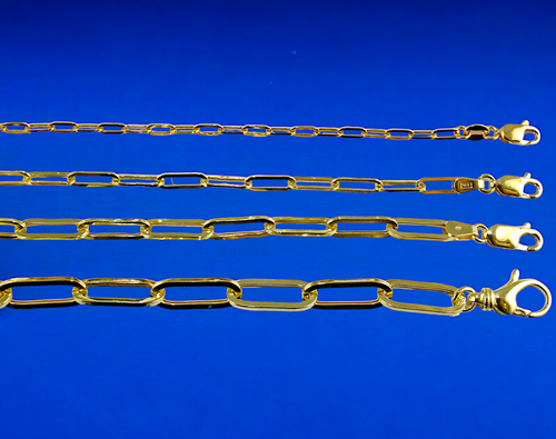 10K Yellow Gold Oval Paperclip Necklace Chain Link Real Gold 2mm-6.5mm 16"-30" - 第 1/7 張圖片