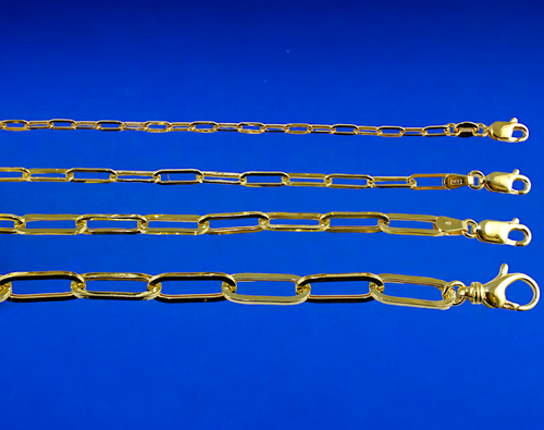 Collier chaîne trombone ovale or jaune 10 carats 2 mm-6,5 mm toutes tailles réel - Photo 1 sur 7