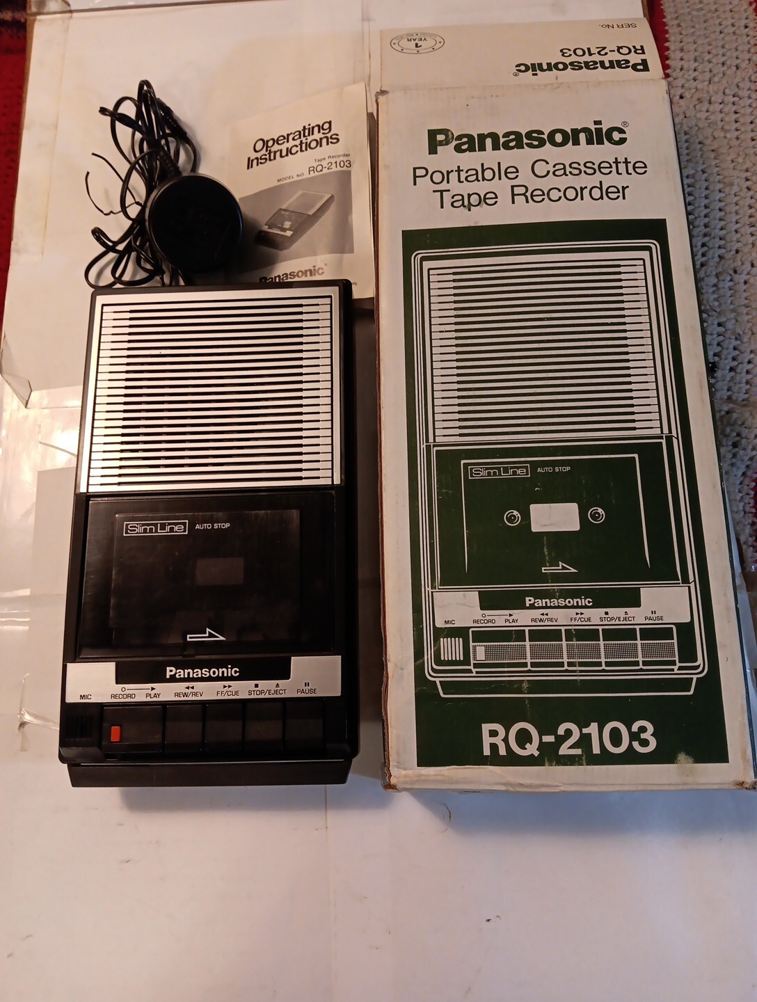 Panasonic RQ-2103 Portable Cassette Tape Recorder w/Box, Adapter & Manual TESTED