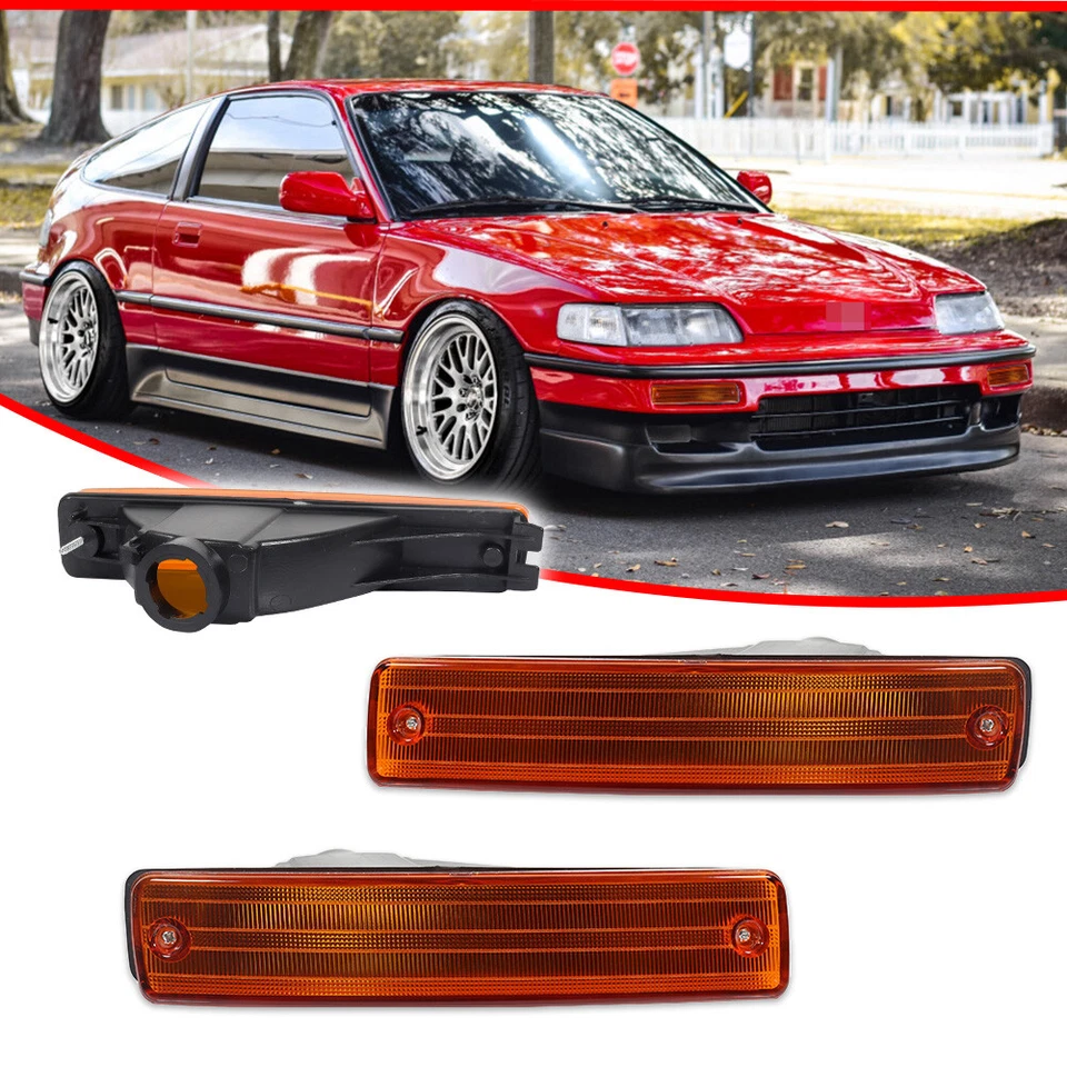Luces de señal de giro del parachoques delantero con lente ámbar estilo OE para Honda CRX CR-X 1990-1991 Foto 4 de 4