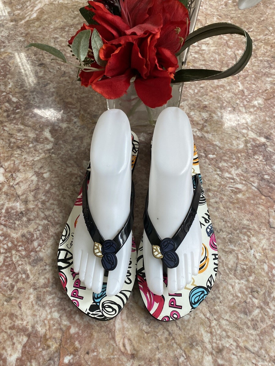 COACH Kasey Signature Poppy Print Jelly Flip Flop Sandals
