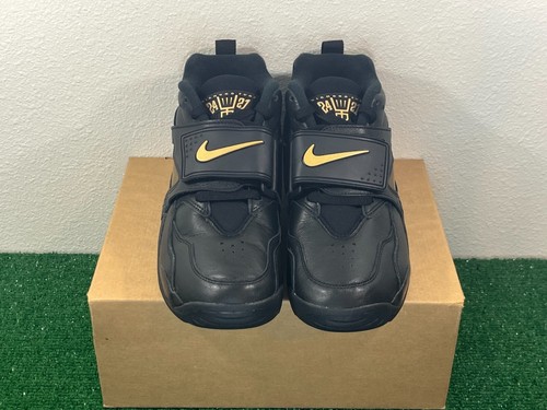 Sz 10 Men - Nike Air Diamond Turf Premium Signing Day Black Gold Shoes Deion NEW - Picture 5 of 7