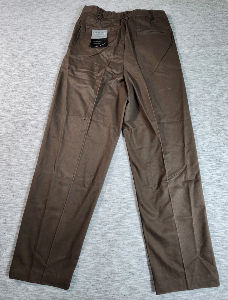 Architect Mens Khaki Pants 32x32 Brown Straight Leg Classic Fit Casual - Image 2 of 4