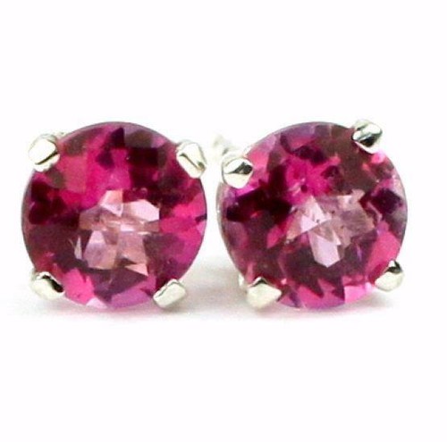 Reiner rosa Topas, 925 Sterling Silber Ohrstecker, SE012