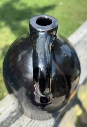 Vintage FH Cowden Stoneware Jug Brown Glaze 9 Inch Whiskey Jug - Picture 7 of 14