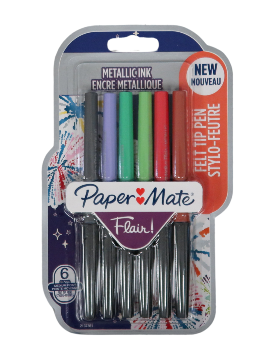 Paper Mate Flair Metallic Felt Tip Pens Medium Point Pack Of