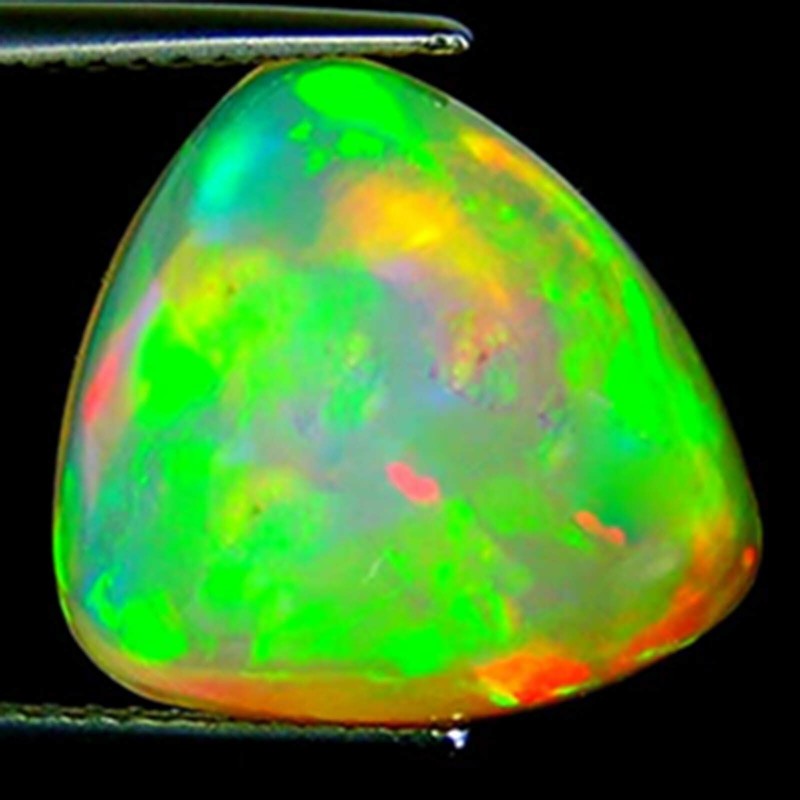 6.04 Ct Natural Ethiopian Opal IGI Certified Light Orange Trillion Cabochon Cut