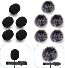 Microphone Cover Furry Windscreen  Foam Cover Set for Lavalier Lapel Microphone