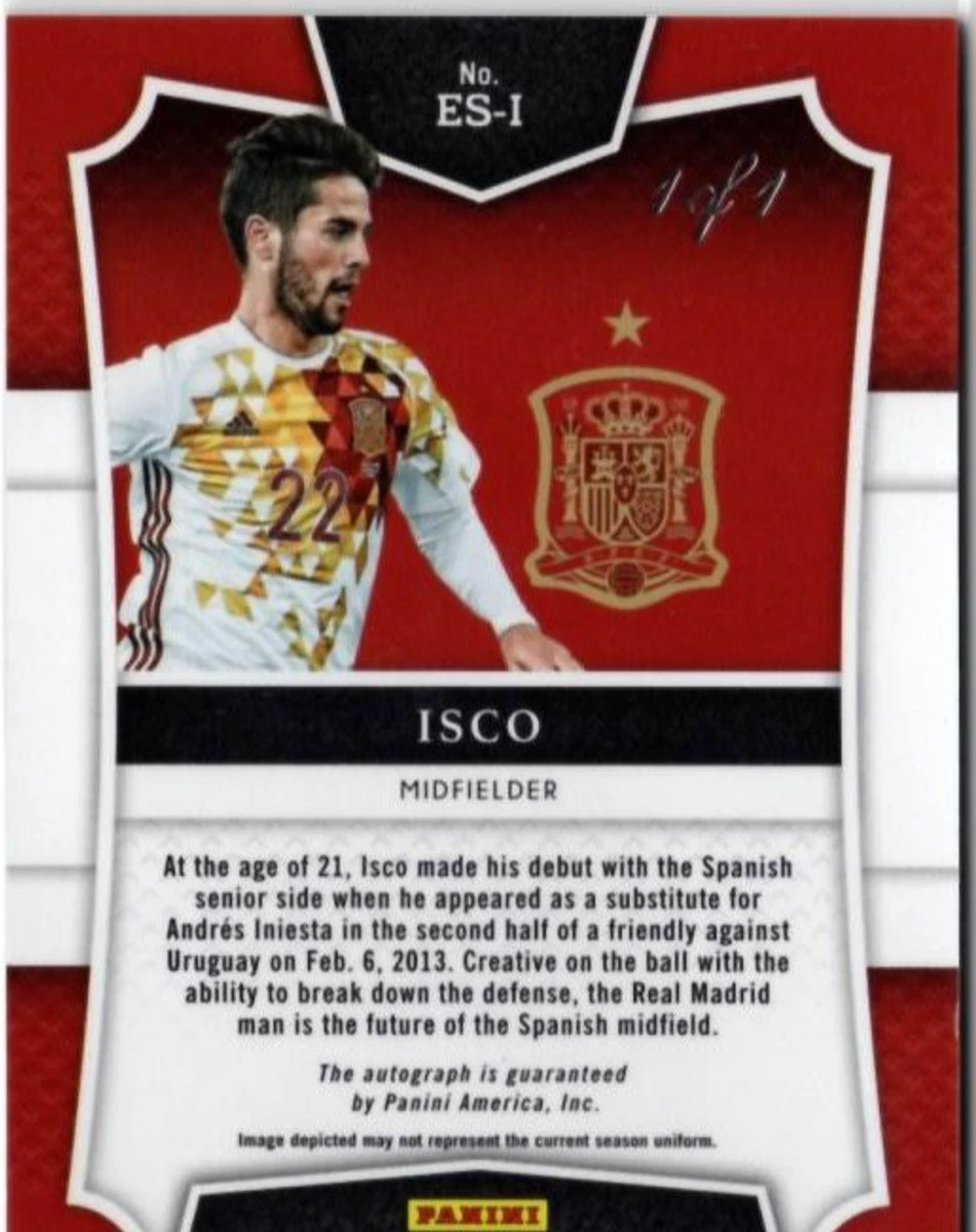 Panini 2016-17 Select Isco Spain Autograph Black 1Of1 1/1 Emerging Stars Card