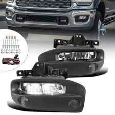 Clear LED Fog Lights Lamps+Switch+Bezels For 2019-2023 Dodge RAM 2500 3500